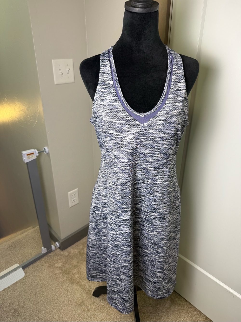 MPG Athleisure Travel Dress Mesh Racerback Sleeveless Tennis Golf Purple Lg
